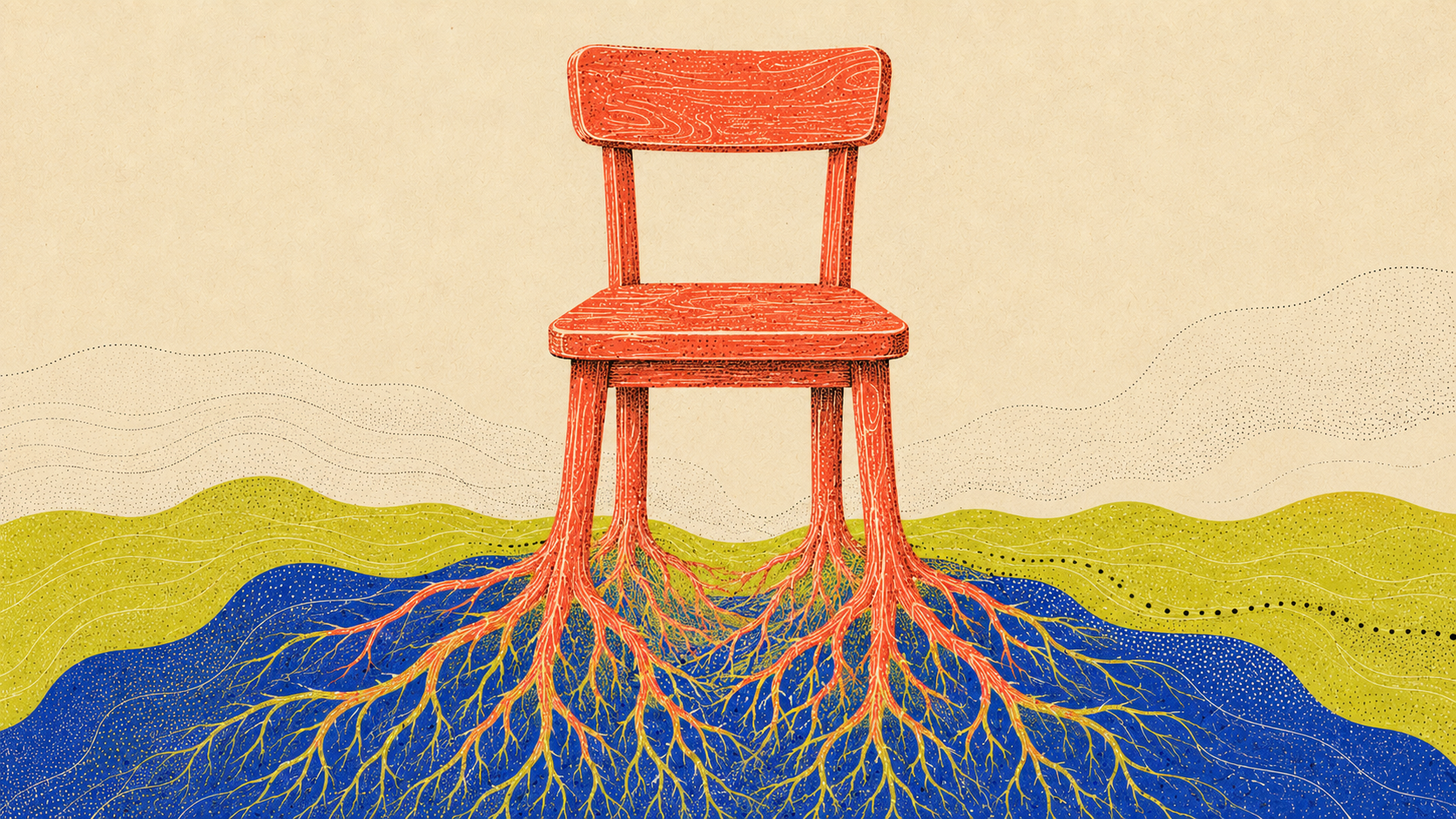 Illustrated brainland of third places, belonging, and taking root